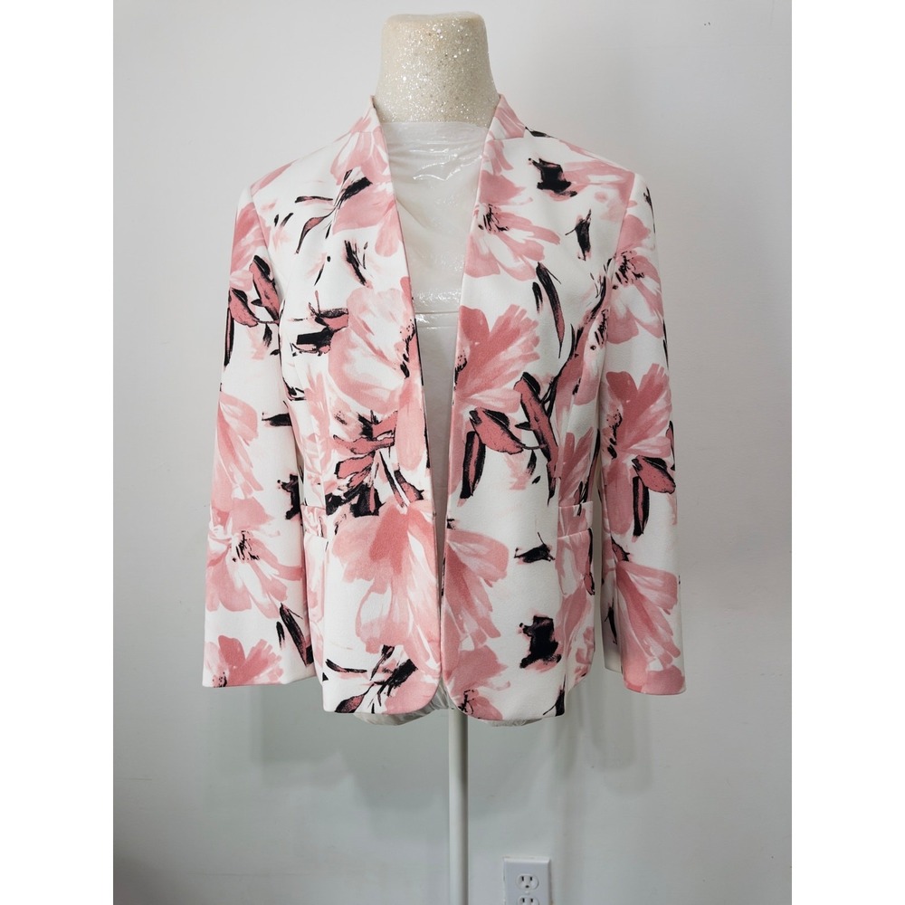 Black Label by Evan Picone floral blazer sz 6 feminine office Cottage effortless
